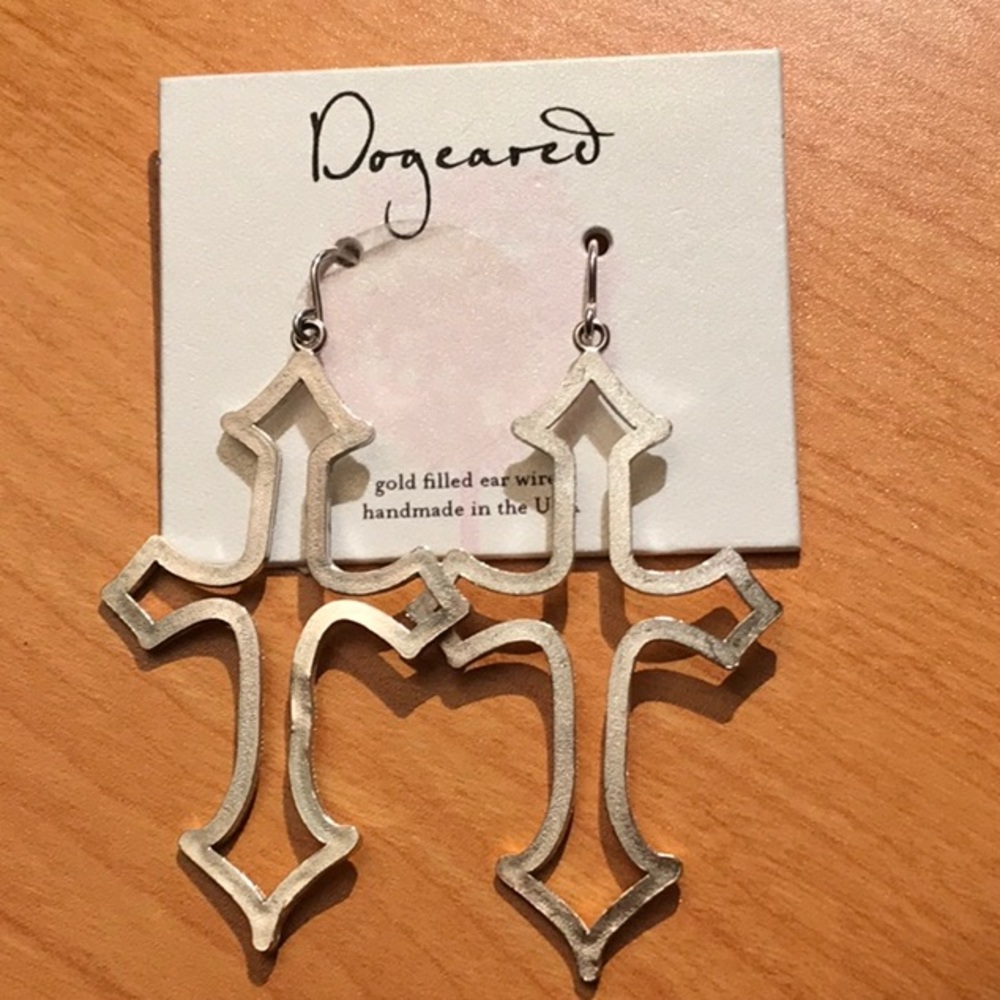 Dogeared silver cross earrings